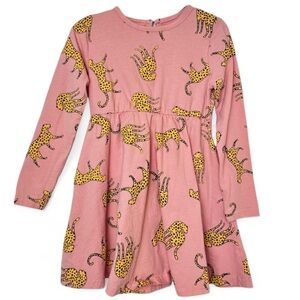 Dot Australia Girls’ Long Sleeves Pink Cheetah Print Dress, size 5  100% Cotton